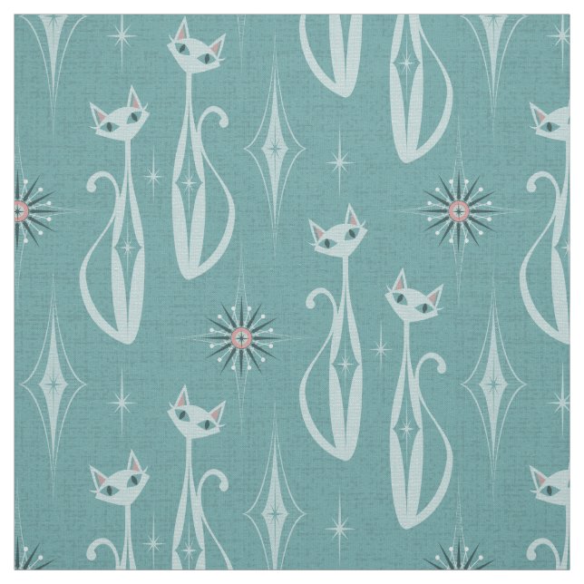 Tecido Gatos de Diamante Starburst em Azul (Modelo)