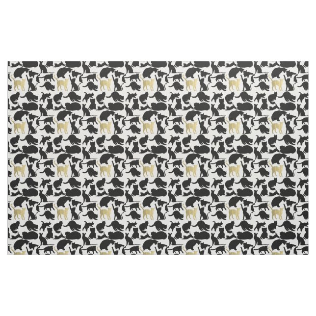 Tecido Gatos Dourados pretos (Fat Quarter)