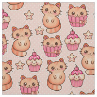 Gatos e Cupcakes Cutes Cons e Padrões Rosa