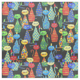 Tecido Gatos e Ratos Coloridos