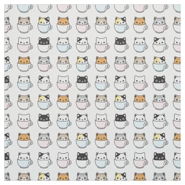 Tecido Gatos em Teacups (Modelo)