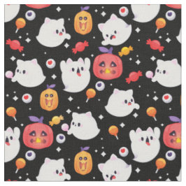 Tecido gatos fantasmas de halloween abóbora doce assustad