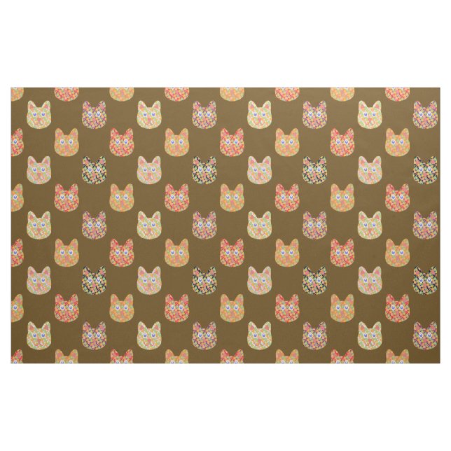 Tecido Gatos Hippies da Terra (Fat Quarter)