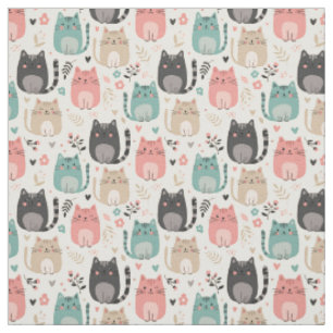 Tecido Gatos Pequenos e Fofos Gatinhos Divertidos Arte de