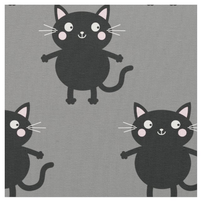 Tecido Gatos Pretos de Desenhos Animados Fofos Quarto de  (Detalhe)