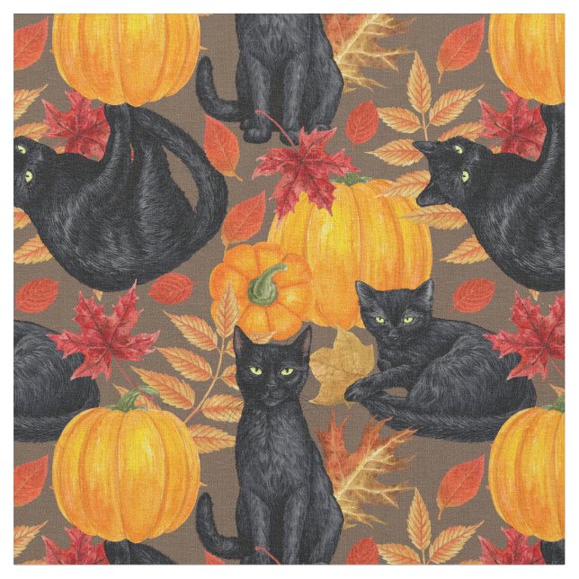 Tecido Gatos pretos e abóboras 2 (Detalhe)