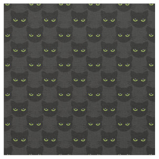 Tecido Gatos verdes - olhos em fundo de grafite