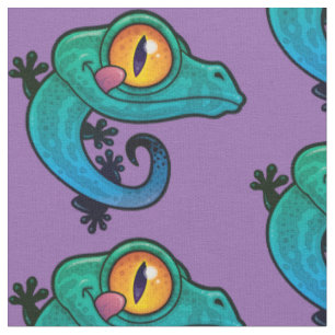 Tecido Gecko de Cartoons Coloridos Bonitos