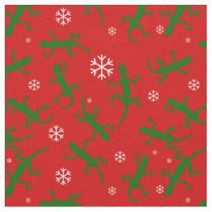 Tecido geckos, flocos de neve do natal