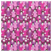 Geisha Japonês no Pink Patterned de Kimono