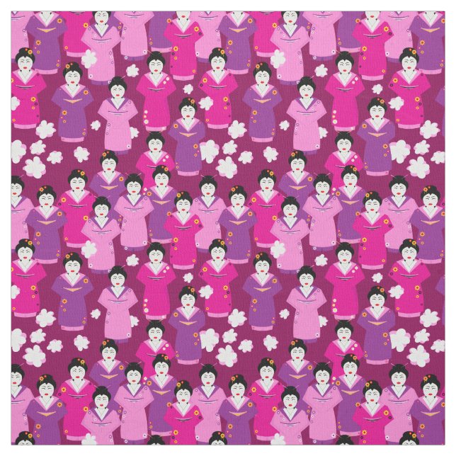 Tecido Geisha Japonês no Pink Patterned de Kimono (Modelo)