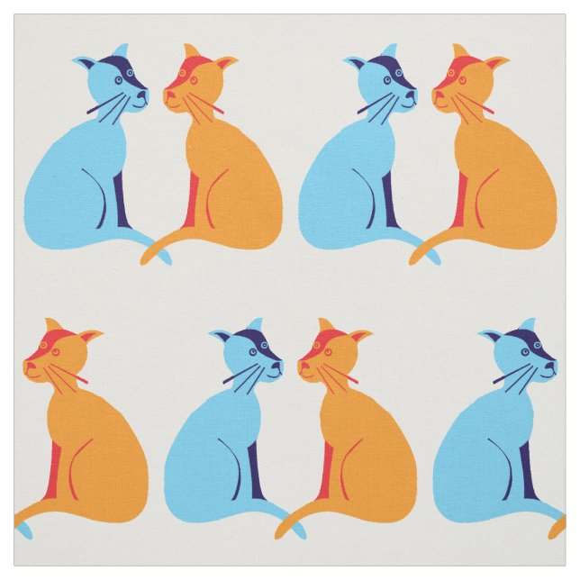 Tecido Gengibre e gato azul (Modelo)