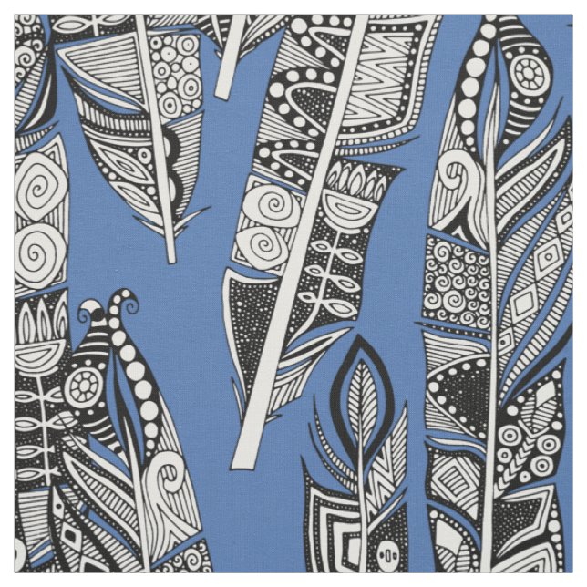 Tecido geo-penas azul (Modelo)