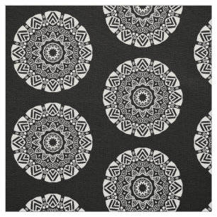 Tecido Geometria orgânica 024 - Branco sobre Preto