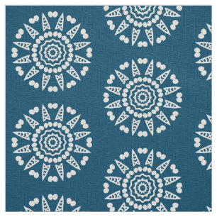 Tecido Geometria orgânica 08 - Branco sobre azul 00486b
