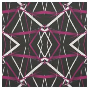 Tecido Geometria Urbana Preto Branco Magenta-Rosa