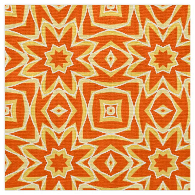 Tecido Geométrico abstrato Star - Laranja e Dourado (Modelo)