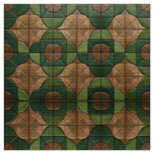 Tecido Geométrico Elegante Verde e Castanho