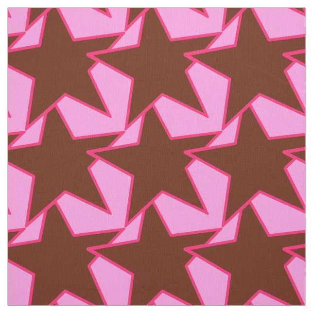 Tecido Geométrico moderno das estrelas - castanho escuro  (Modelo)