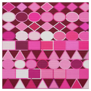 Tecido Geométrico tribal moderno, Borgonha e rosa