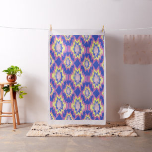 Tecido Geométrico Watercolor Boho Yellow Purple Patterno