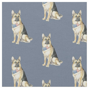 Tecido German shepherd SittingDog Art