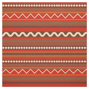 Tecido Gevron Geométrico e Stripes Vermelhas