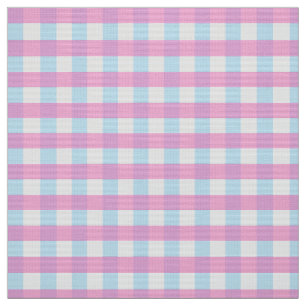 Tecido Gingham Azul Cor-de-Rosa Esmaecido