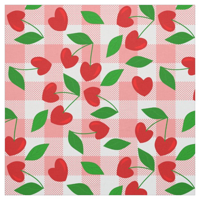 Tecido gingham rosa coração em forma de cereja rockabilly (Modelo)