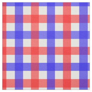 Tecido Gingham Vermelho E Azul