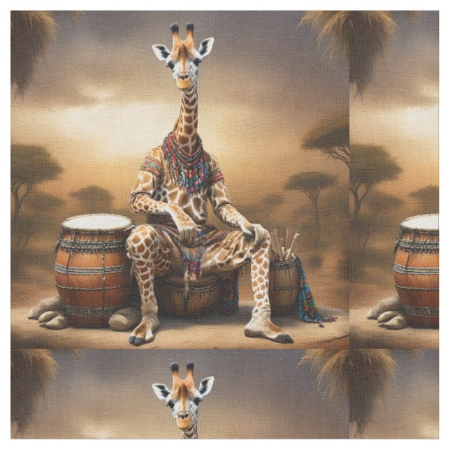 Tecido Girafa Grooves: Uma Serenata de Bongo na Savana, (Detalhe)