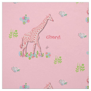 Tecido Girafas Rosa Brancas Divertidas, Padradas, Persona