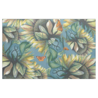 Tecido Girassóis e borboletas