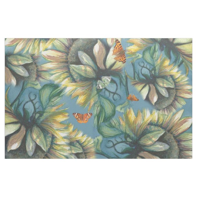 Tecido Girassóis e borboletas (Jarda)
