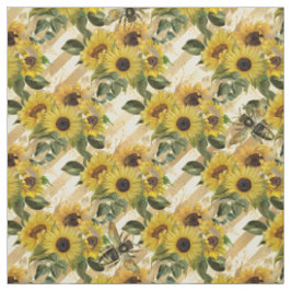 Tecido Girassóis Flores Amarelas Douradas Flores Aquarela