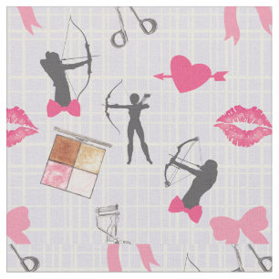 Tecido Girls Archery - Girly Hearts and Makeup
