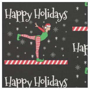 Tecido Girls Gymnastics Elf de Natal