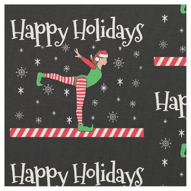 Tecido Girls Gymnastics Elf de Natal (Detalhe)
