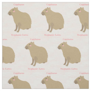 Tecido Girly Capybara Pattern personalizada na rosa claro