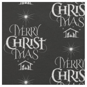 Tecido Giz Negro Natal Cristão Mas Cristo feliz