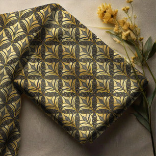 Tecido Glam Art Deco Black Dourado ID1033