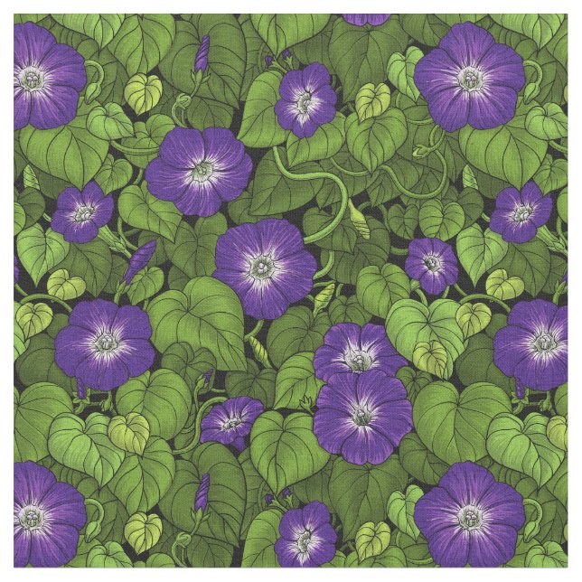 Tecido Glória da manhã em roxo e verde (Detalhe)