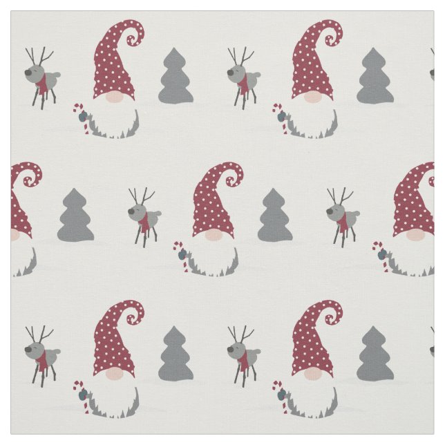 Tecido Gnome e Reindeer - design do tomate escandinavo (Modelo)