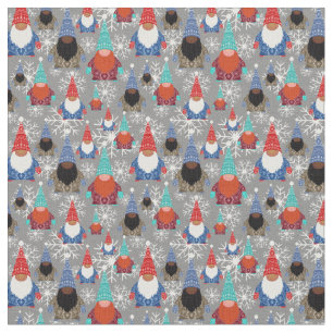 Tecido Gnome Snowflake Ilustra Padrão de Natal