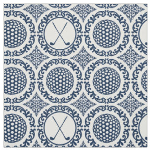 Tecido Gola Preppy Damask - Azul-marinho