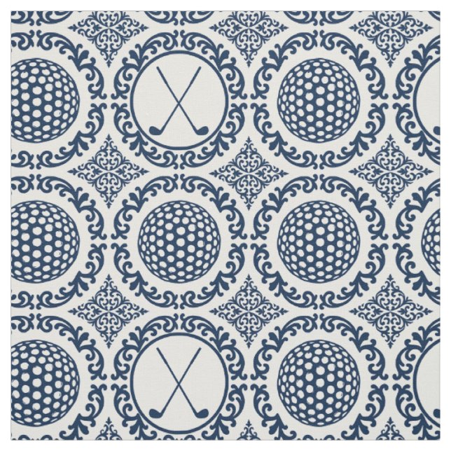 Tecido Gola Preppy Damask - Azul-marinho (Modelo)