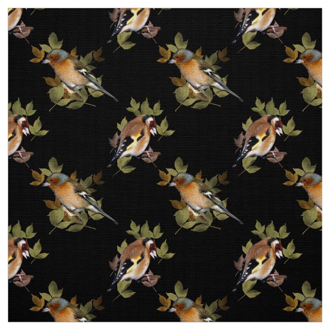 Tecido Goldfinch e Chaffinch na folha (Modelo)