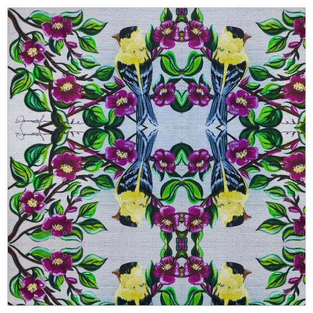 Tecido Goldfinch em Blossoms (Modelo)