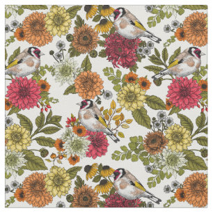 Tecido Goldfinches no jardim