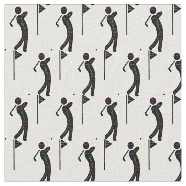 Tecido Golfer com palavras de golfe motivacionais (Detalhe)